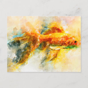 Aquarellbilder für Goldfische aus Veilschwanz Postkarte