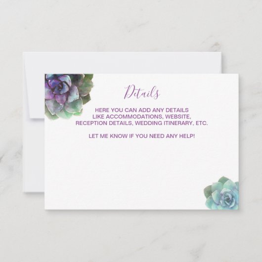 Aquarellbilder für Hochzeiten - Details zur Einlad RSVP Karte (Vorderseite)