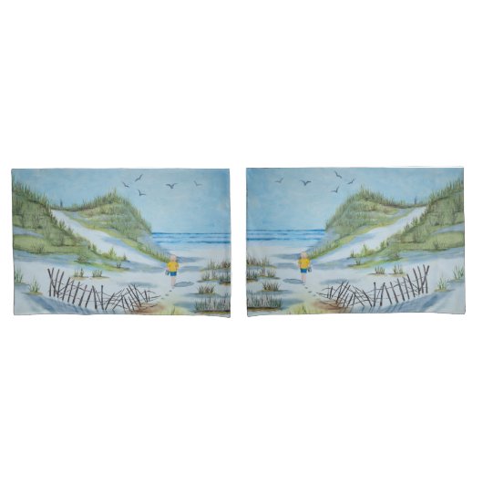 Aquarellbilder für Kinder am Strand Kissenbezug (Vorderseite-Set)