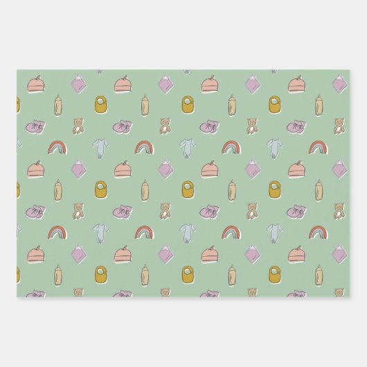 Aquarellbilder für Neugeborene Kinderdusche Geschenkpapier Set (Vorderseite 2)