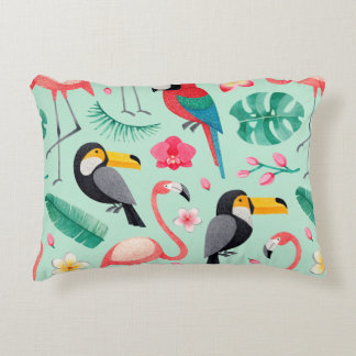 Aquarellbilder für Vögel, tropische Blume Dekokissen