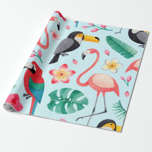 Aquarellbilder für Vögel, tropische Blume Geschenkpapier