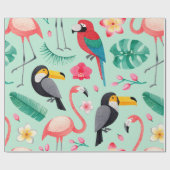 Aquarellbilder für Vögel, tropische Blume Geschenkpapier (Flach)