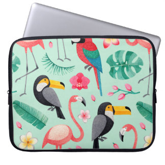 Aquarellbilder für Vögel, tropische Blume Laptopschutzhülle