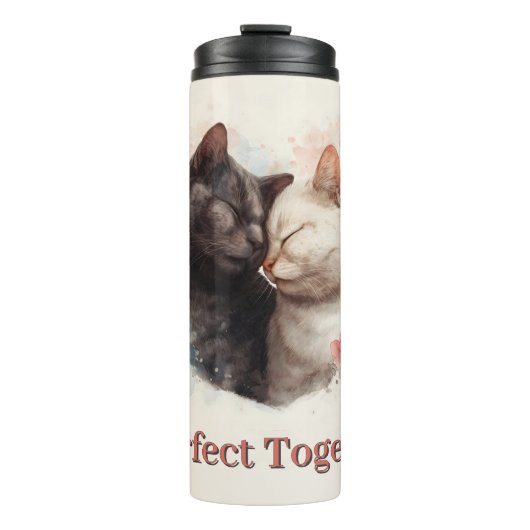 Aquarellbilder für zwei Katzen - Nuzzling Thermosbecher (Vorderseite)