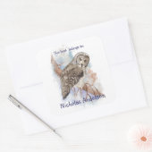 Aquarellbilder Grauschnecken Vogelkunst Buchzeiche Quadratischer Aufkleber (Umschlag)