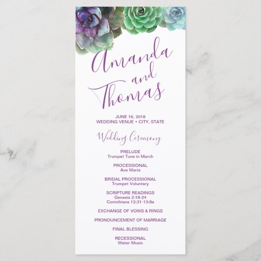 Aquarellbilder | Hochzeit Programm (Vorderseite)