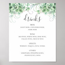 Aquarellbilder Hochzeitalkoholgetränke Bar Poster