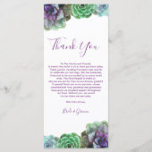 Aquarellbilder | Hochzeitsmenü Menükarte (Rückseite)