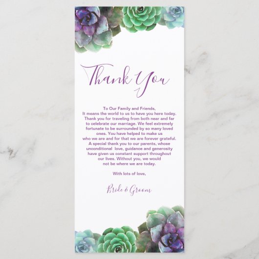 Aquarellbilder | Hochzeitsmenü Menükarte (Rückseite)