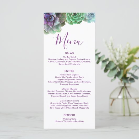 Aquarellbilder | Hochzeitsmenü Menükarte (Stehend Vorderseite)