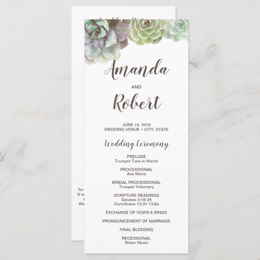 Aquarellbilder | Hochzeitsprogramm Programm (Vorne/Hinten)