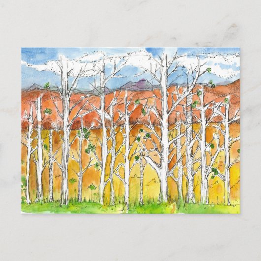 Aquarellbilder im Herbst Zeichnend Aspen Postkarte (Vorderseite)