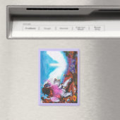 Aquarellbilder Junge reitet weiße Lioness Magnet (In Situ (Geschirrspüler))