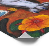 Aquarellbilder Junge reitet weiße Lioness Poster (Ecke)