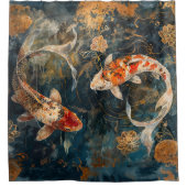 Aquarellbilder Koi Duschvorhang (Vorderseite)