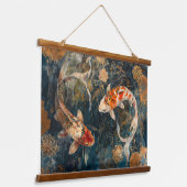 Aquarellbilder Koi Wandteppich Mit Holzrahmen (Gewinkelt)