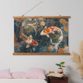 Aquarellbilder Koi Wandteppich Mit Holzrahmen (Schlafzimmer)