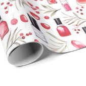 Aquarellbilder Lippenstift Weihnachtsfloralen Geschenkpapier (Rolleneckpunkt)