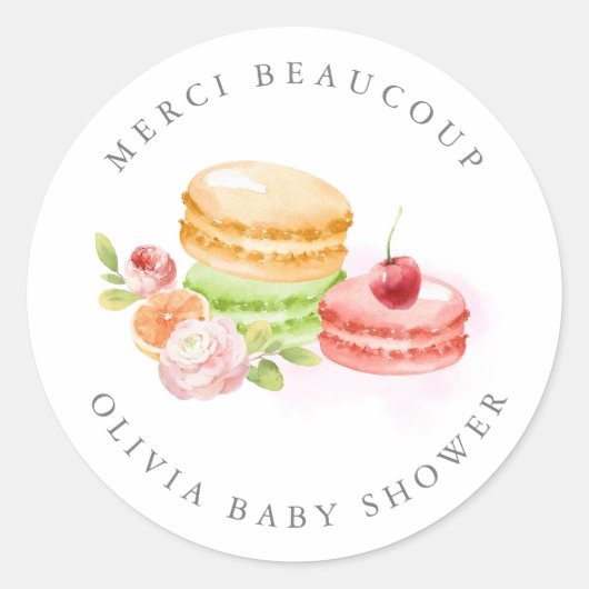 Aquarellbilder mit Cherry Merci Beaucoup Runder Aufkleber (Vorderseite)