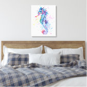 Aquarellbilder mit farbenfrohen Seepferden Leinwanddruck (Insitu (Schlafzimmer))