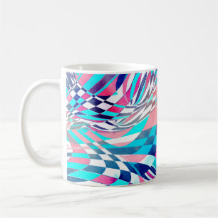 Aquarellbilder mit linearen Wellen Kaffeetasse