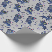 Aquarellbilder mit schwarzen Katzen Geschenkpapier (Ecke)