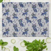 Aquarellbilder mit schwarzen Katzen Geschirrtuch (Gefaltet)