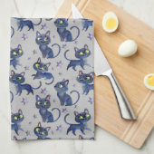 Aquarellbilder mit schwarzen Katzen Geschirrtuch (Viertel Falte)