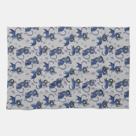 Aquarellbilder mit schwarzen Katzen Geschirrtuch