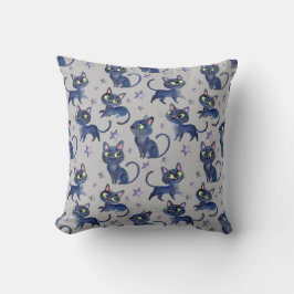 Aquarellbilder mit schwarzen Katzen Kissen