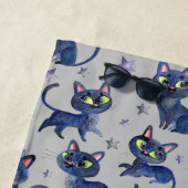Aquarellbilder mit schwarzen Katzen Strandtuch (Beispiel)