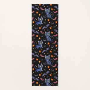 Aquarellbilder mit schwarzen Katzen Yogamatte