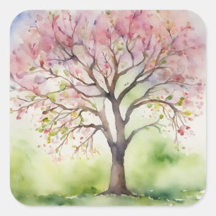 Aquarellbilder Quadratischer Aufkleber