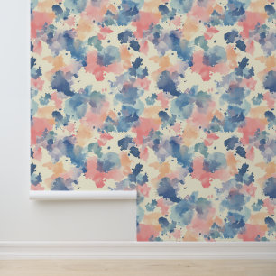 Aquarellbilder Rosa Blau Tapete