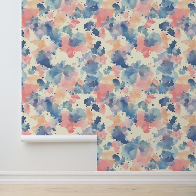 Aquarellbilder Rosa Blau Tapete (Anwendung)