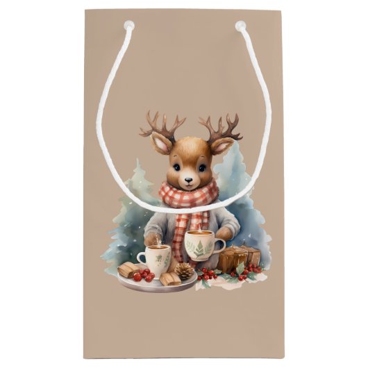 Aquarellbilder rustikale Geschenktasche Kleine Geschenktüte (Rückseite)