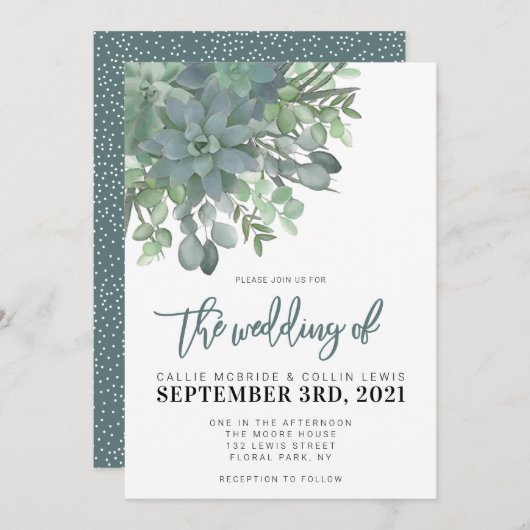 Aquarellbilder rustikale Hochzeitseinladung Einladung (Vorne/Hinten)