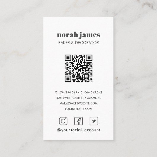 Aquarellbilder Süße Kuchen Soziales Symbol QR CODE Visitenkarte (Rückseite)