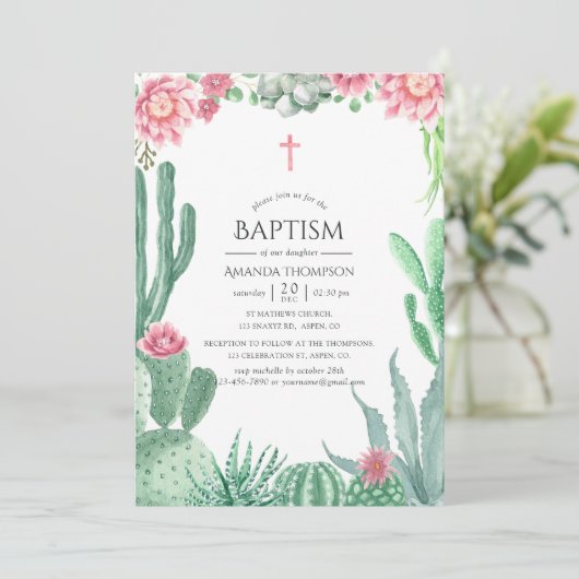 Aquarellbilder Taufe Einladung (Stehend Vorderseite)