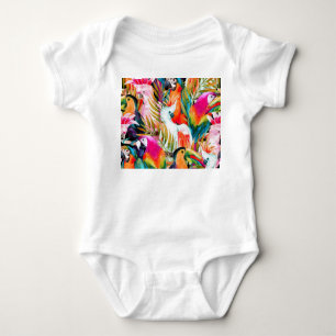 Aquarellbilder: tropisches nahtloses Muster Baby Strampler
