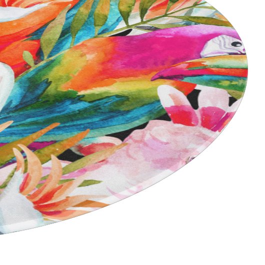 Aquarellbilder: tropisches nahtloses Muster Schneidebrett (Ecke)