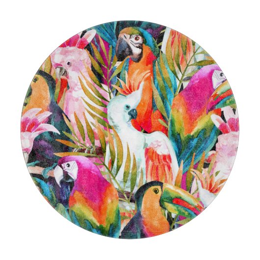 Aquarellbilder: tropisches nahtloses Muster Schneidebrett (Vorderseite)