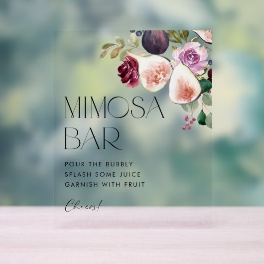 Aquarellbilder und Berry Brautparty Mimosa Bar Acrylschild (Neutral)