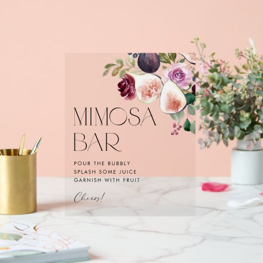 Aquarellbilder und Berry Brautparty Mimosa Bar Acrylschild (Hochzeit)