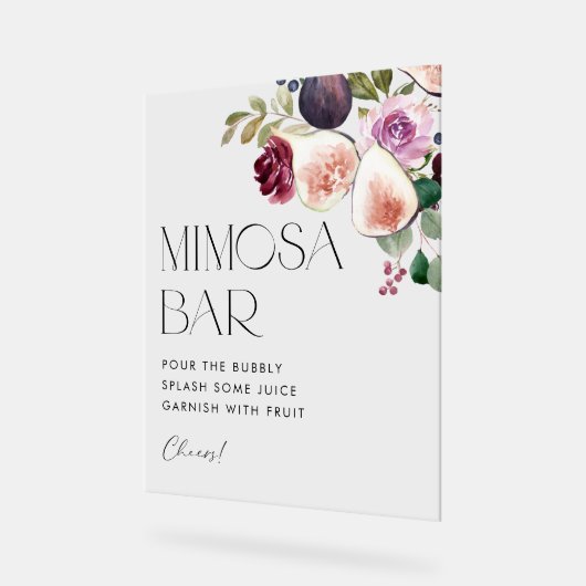 Aquarellbilder und Berry Brautparty Mimosa Bar Acrylschild (Winkel)