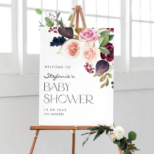 Aquarellbilder und Berry Fall Floral Baby Dusche Poster