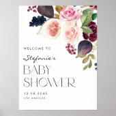 Aquarellbilder und Berry Fall Floral Baby Dusche Poster (Vorne)