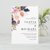 Aquarellbilder und Blütenblüten Einladung (Stehend Vorderseite)