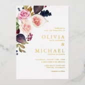 Aquarellbilder und Blütenblüten Folieneinladung (Vorderseite)